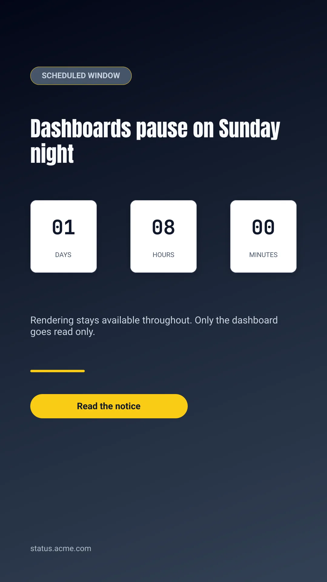 Maintenance countdown