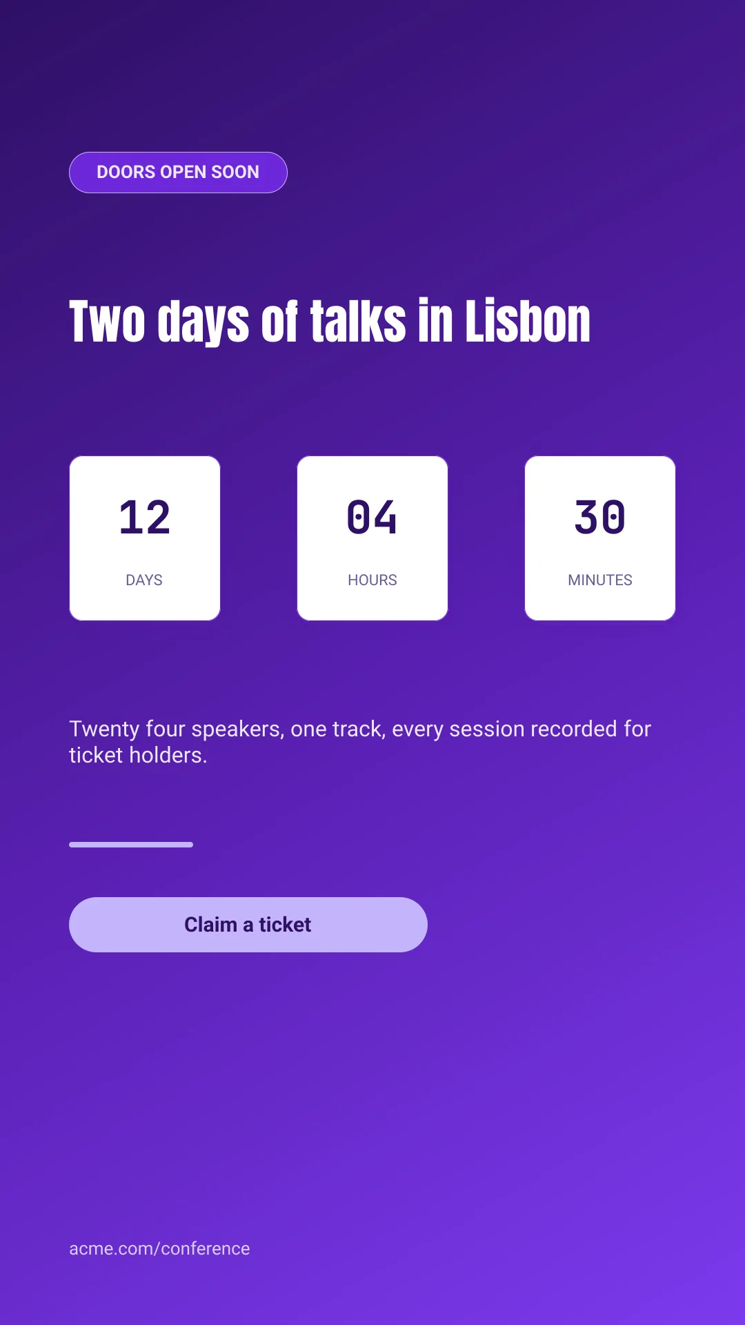 Event countdown
