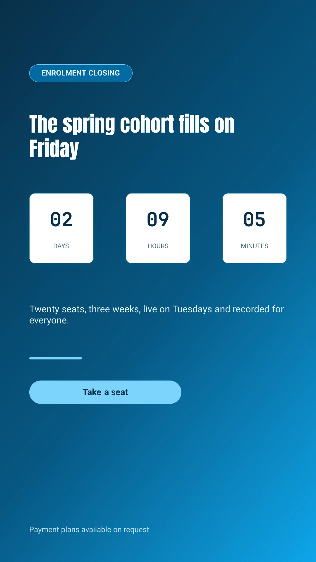 Enrolment countdown
