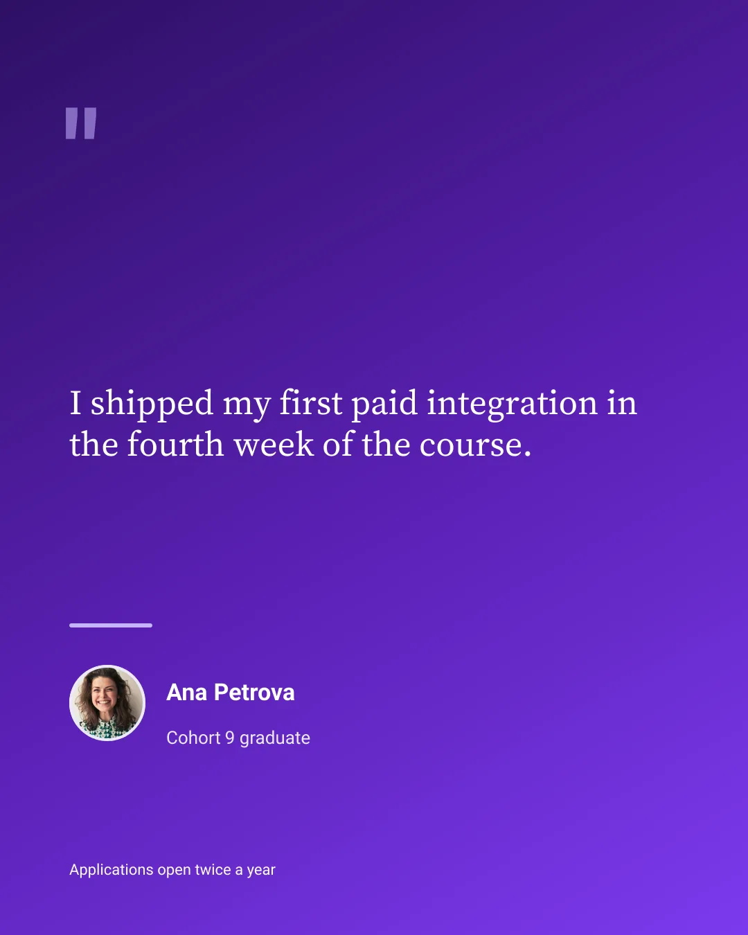 Student testimonial